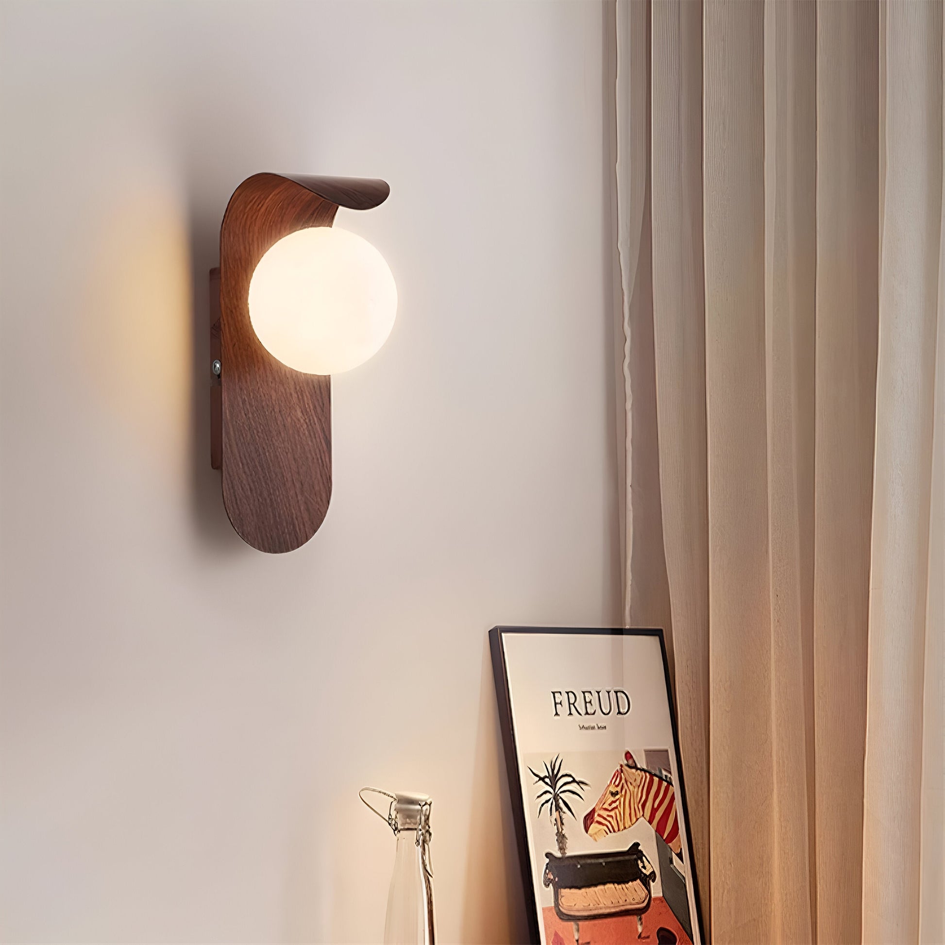Casa Lumière Nordic Minimalistische Wandlamp van Hout & Glas - Warme Accentverlichting Slaapkamer & Woonruimte