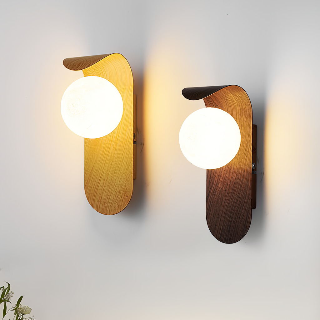 Casa Lumière Nordic Minimalistische Wandlamp van Hout & Glas - Warme Accentverlichting Slaapkamer & Woonruimte