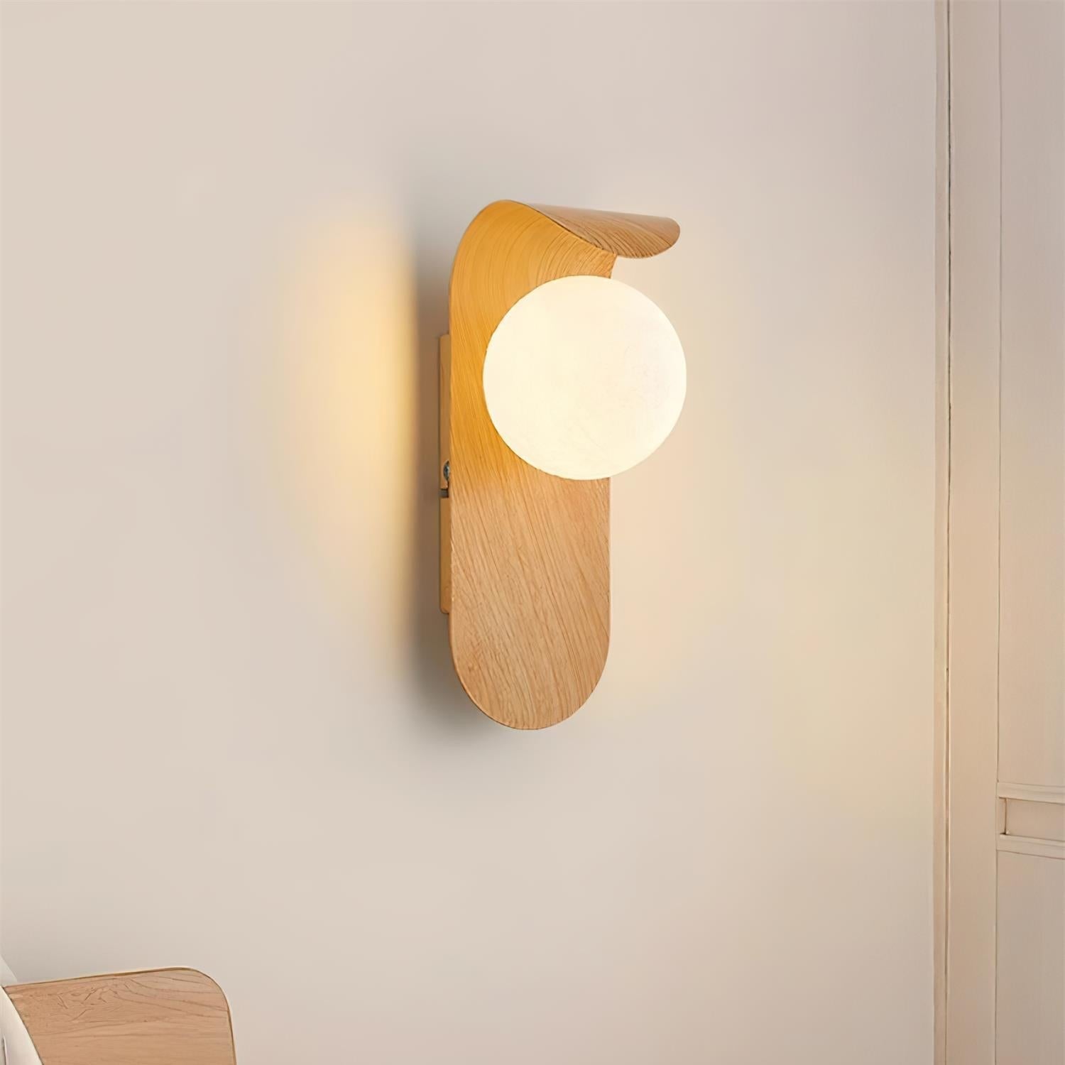 Casa Lumière Nordic Minimalistische Wandlamp van Hout & Glas - Warme Accentverlichting Slaapkamer & Woonruimte