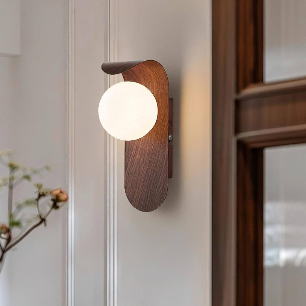 Casa Lumière Nordic Minimalistische Wandlamp van Hout & Glas - Warme Accentverlichting Slaapkamer & Woonruimte