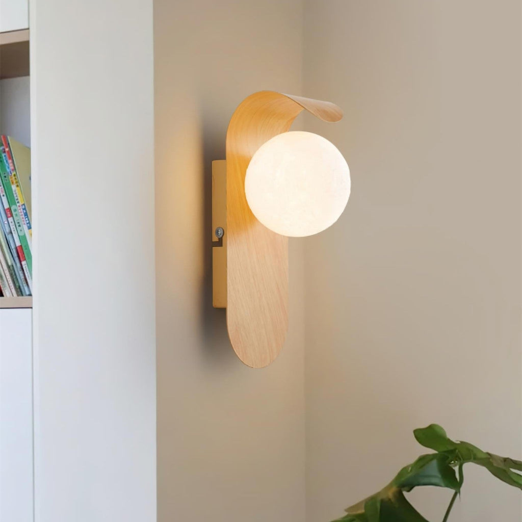 Casa Lumière Nordic Minimalistische Wandlamp van Hout & Glas - Warme Accentverlichting Slaapkamer & Woonruimte