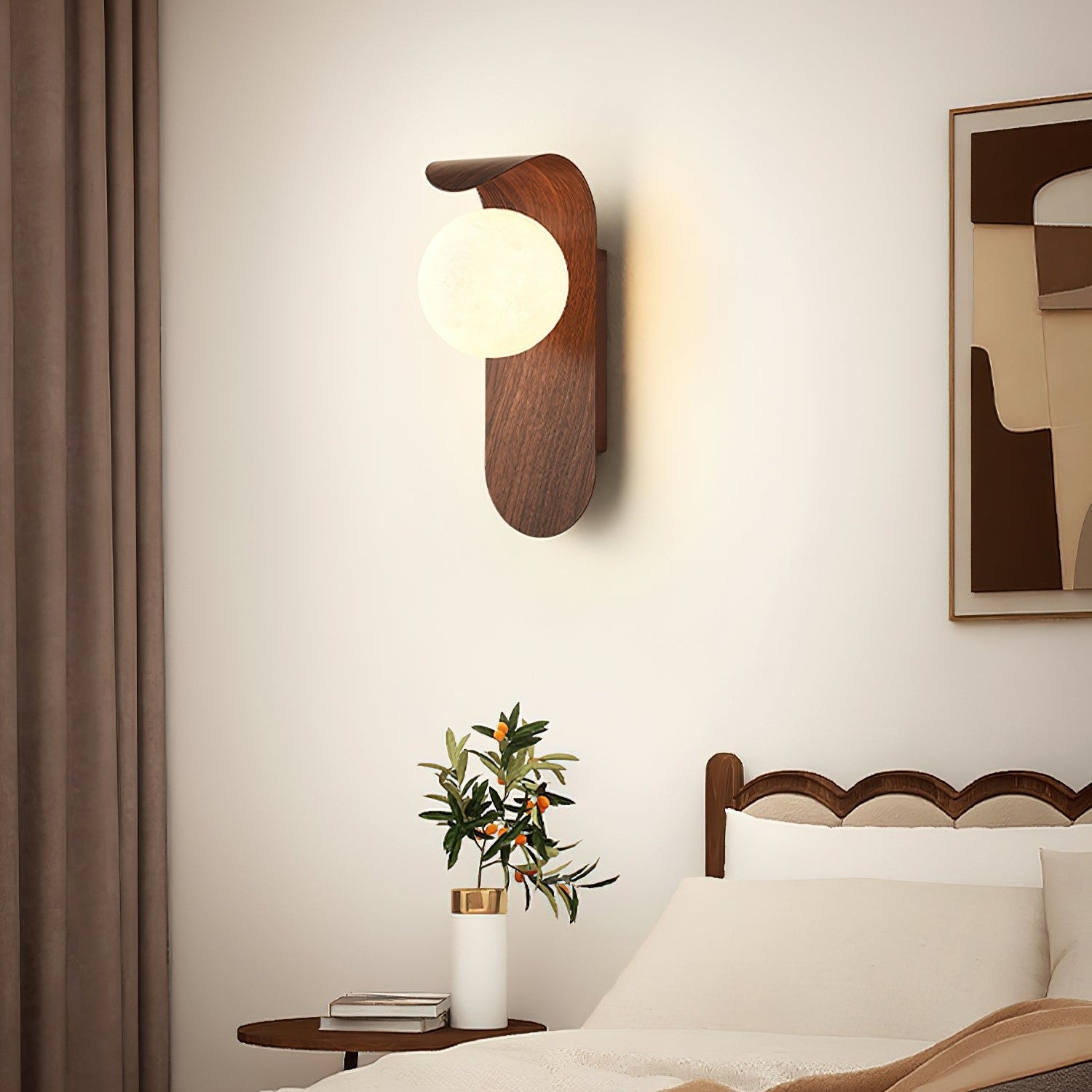 Casa Lumière Nordic Minimalistische Wandlamp van Hout & Glas - Warme Accentverlichting Slaapkamer & Woonruimte