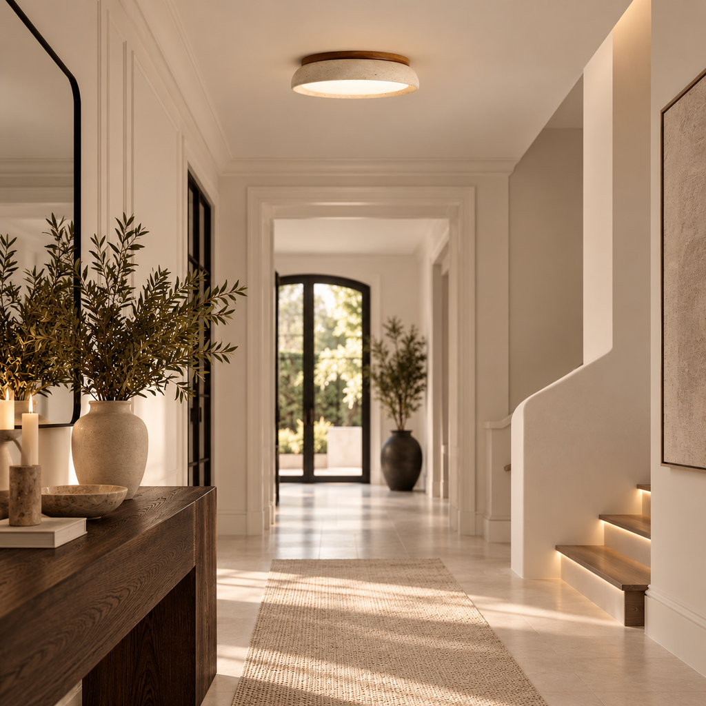 Casa Lumière Travertine Retro Plafondlamp - Natuursteen Warme Verlichting