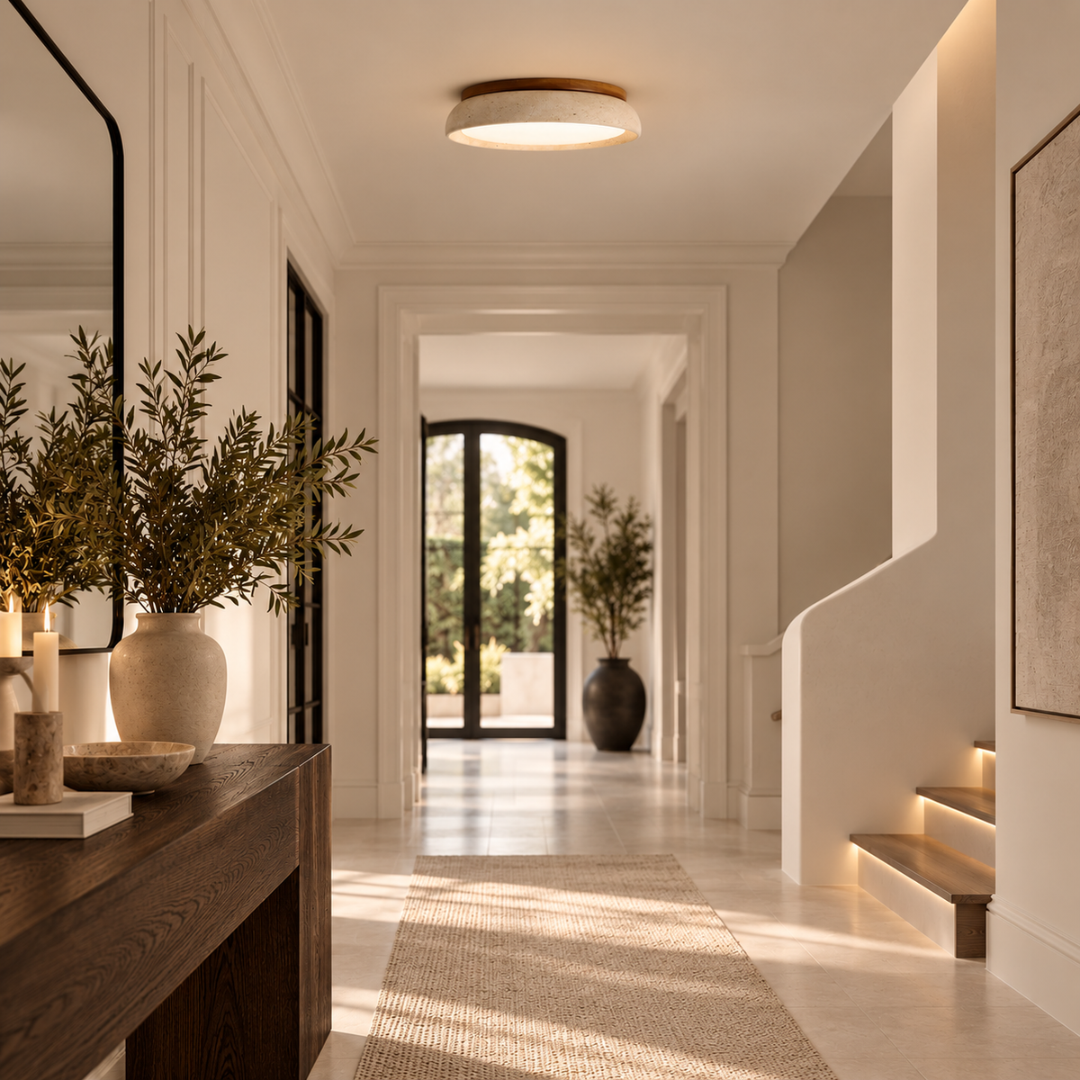 Casa Lumière Travertine Retro Plafondlamp - Natuursteen Warme Verlichting