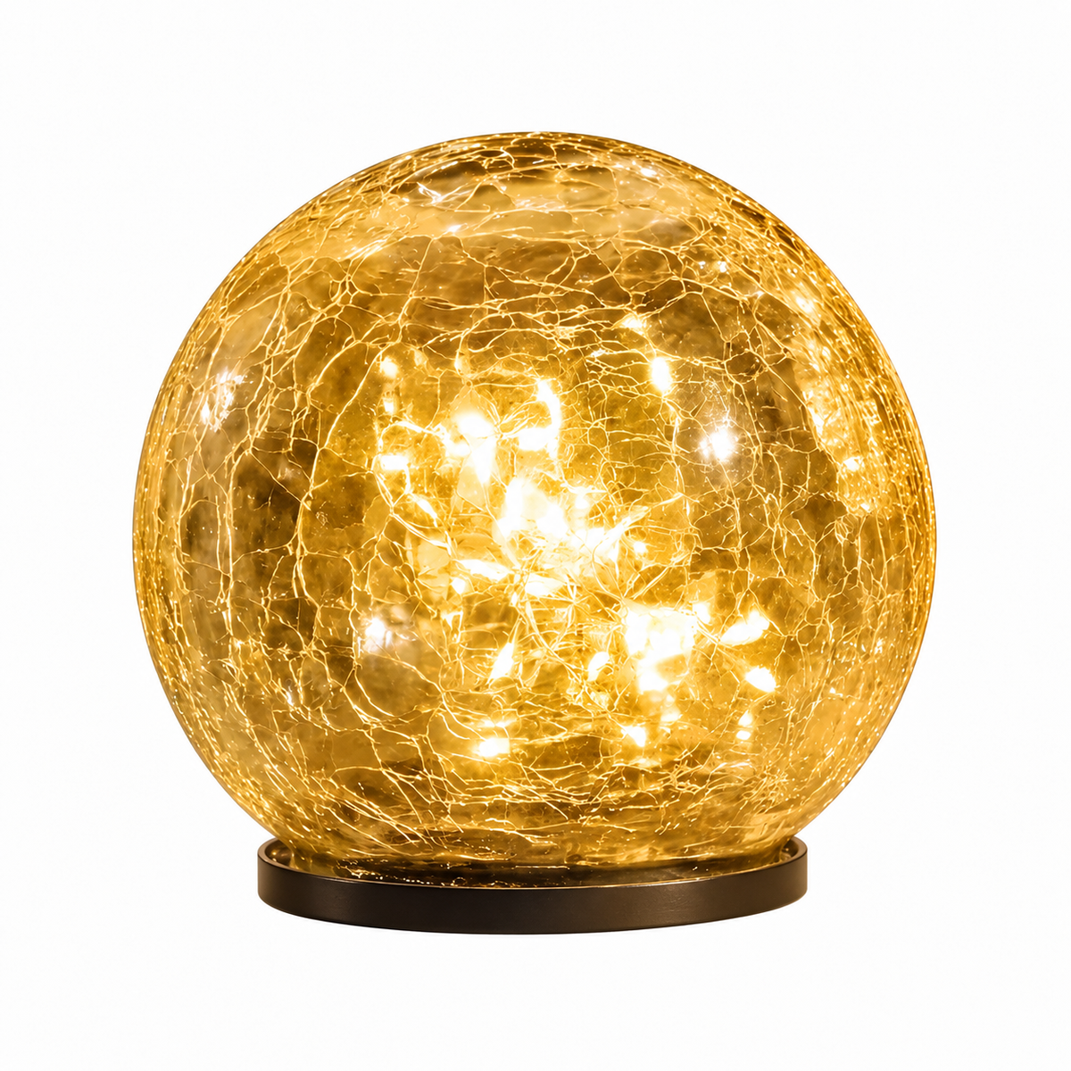 Casa Lumière Solar Glazen Bol Tuinlamp - Craquelé Glas