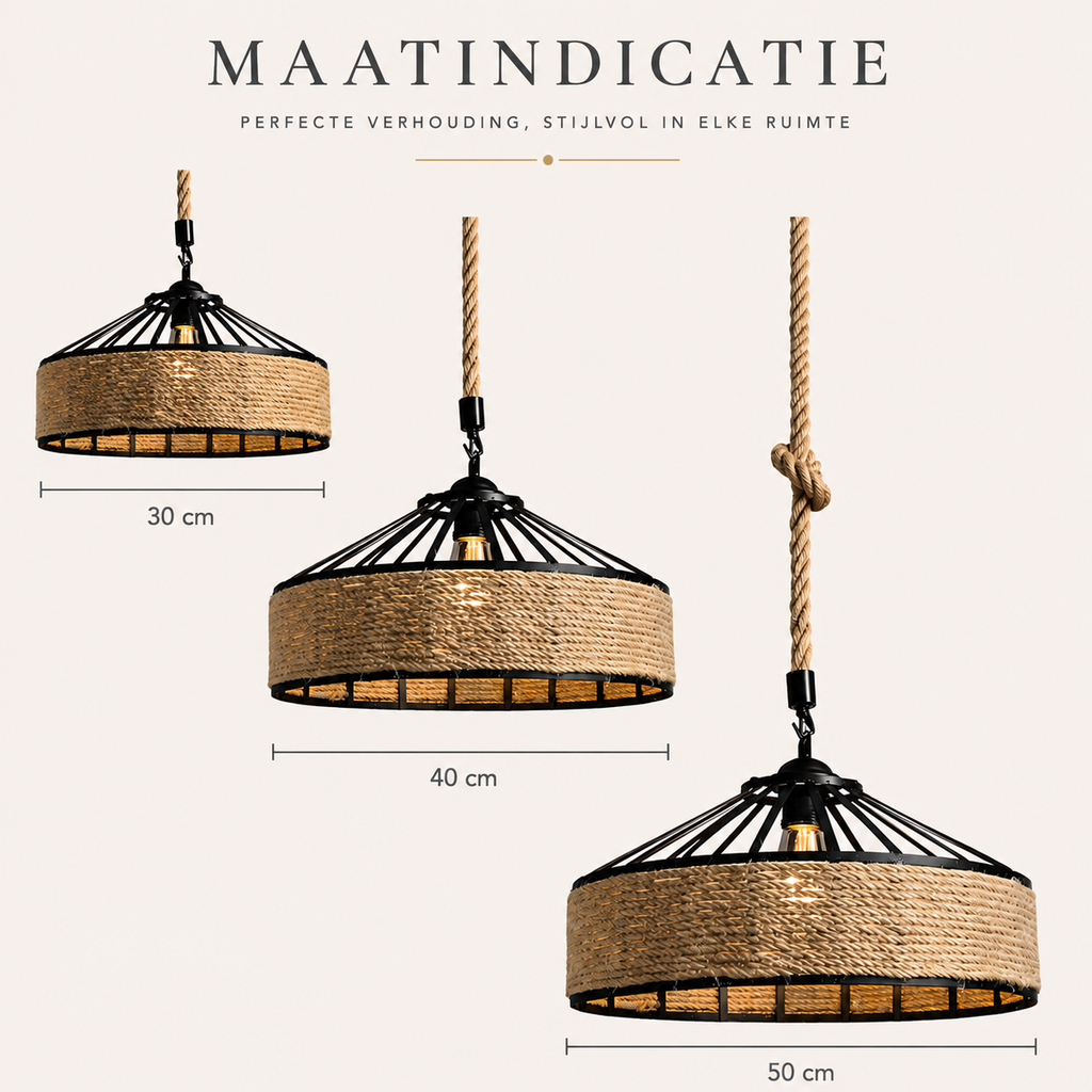 Casa Lumière Rustieke Hanglamp - Gevlochten Touw Design Lamp
