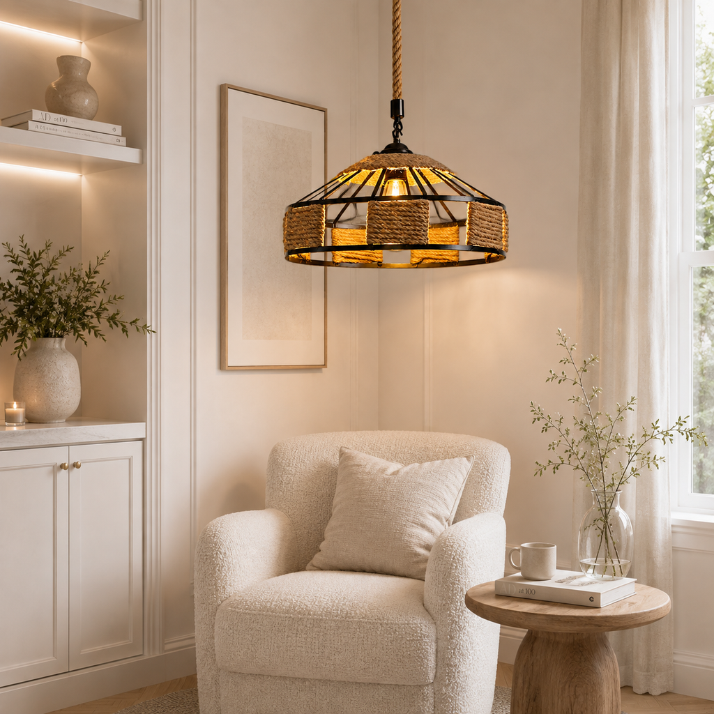 Casa Lumière Rustieke Hanglamp - Gevlochten Touw Design Lamp