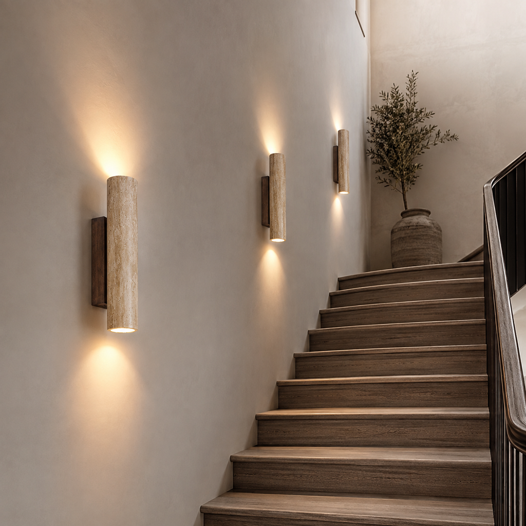 Casa Lumière Travertin Wandlamp - Japandi Design Lamp met Up & Down sfeerverlichting