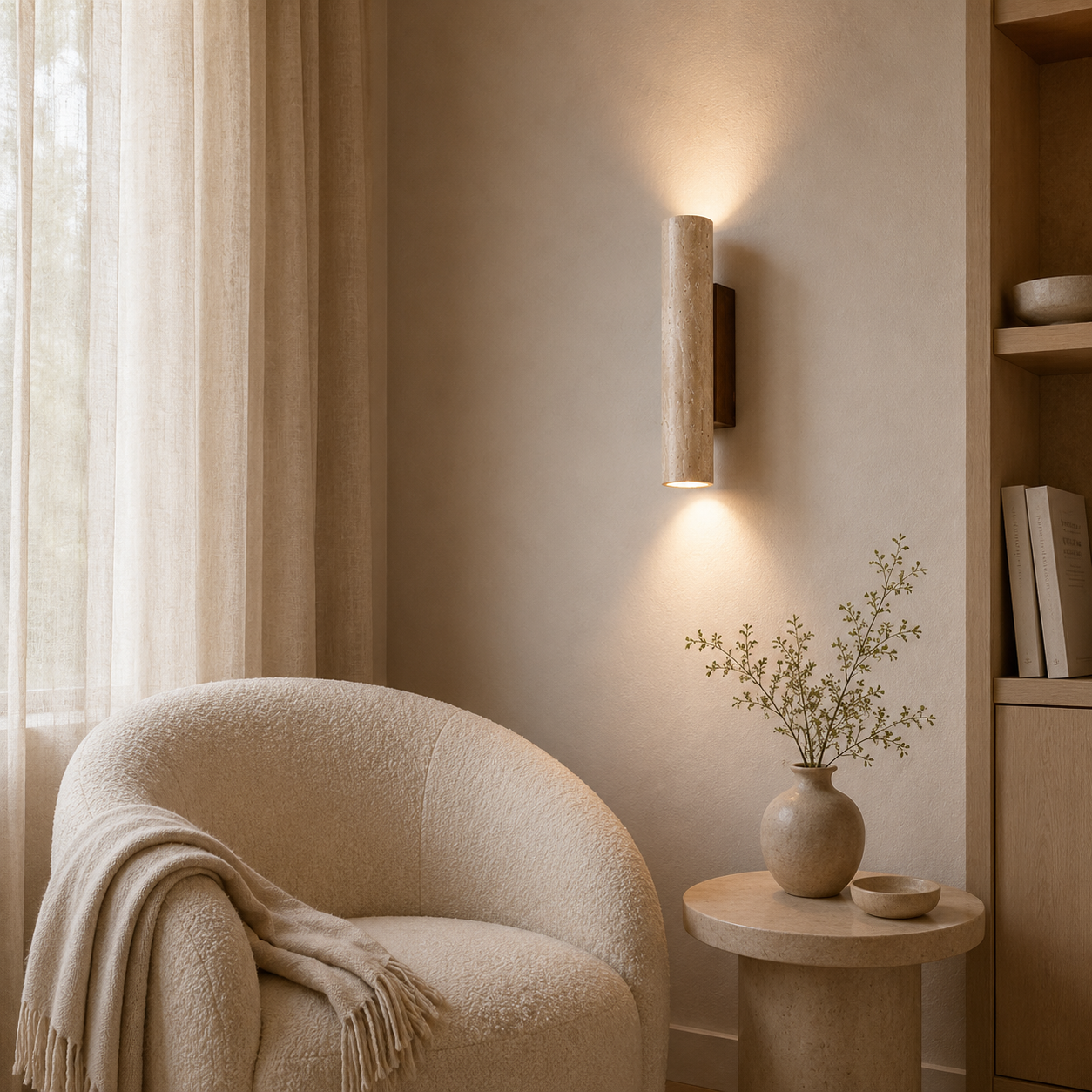 Casa Lumière Travertin Wandlamp - Japandi Design Lamp met Up & Down sfeerverlichting