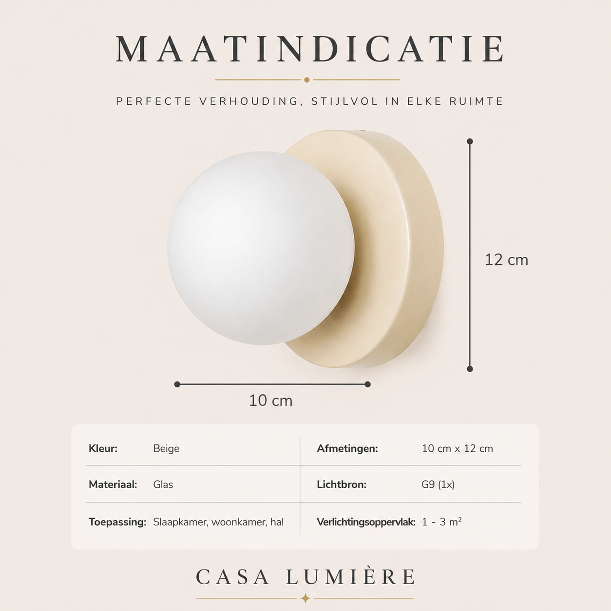 Casa Lumière Nordic Minimalistische LED Wandlamp - Ronde Vorm met Glazen Bol Design Lamp