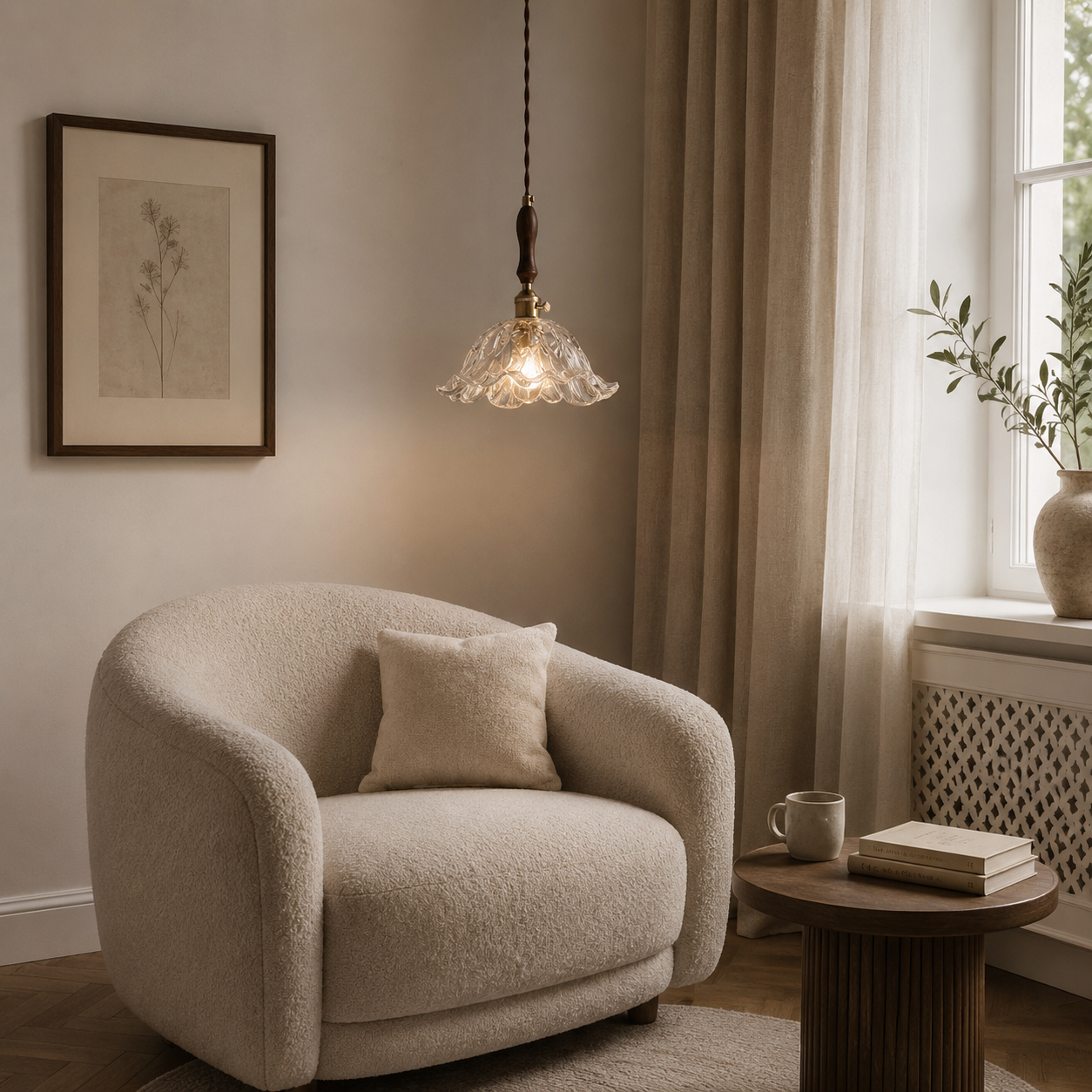 Casa Lumière Retro Franse Glazen Hanglamp - Klassieke Sfeerverlichting Design Lamp