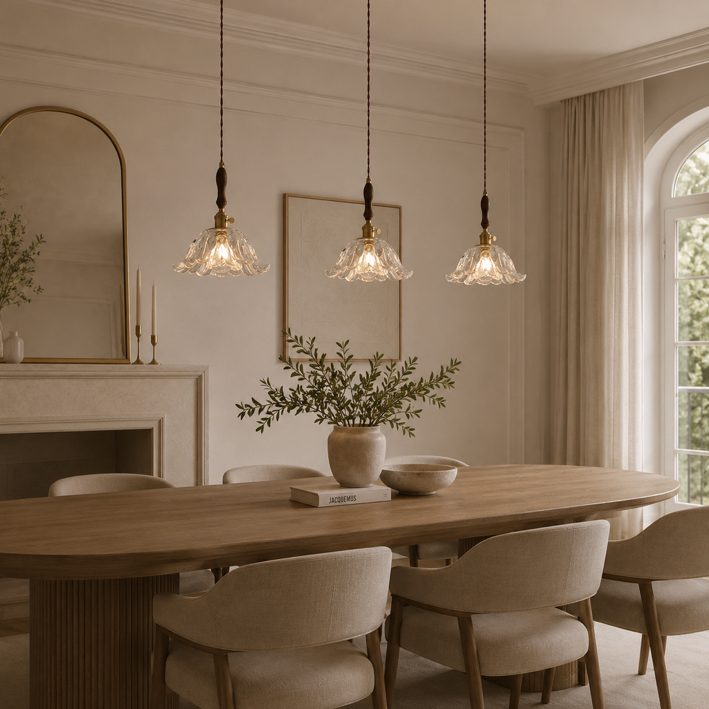 Casa Lumière Retro Franse Glazen Hanglamp - Klassieke Sfeerverlichting Design Lamp