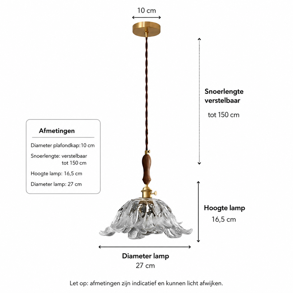 Casa Lumière Retro Franse Glazen Hanglamp - Klassieke Sfeerverlichting Design Lamp