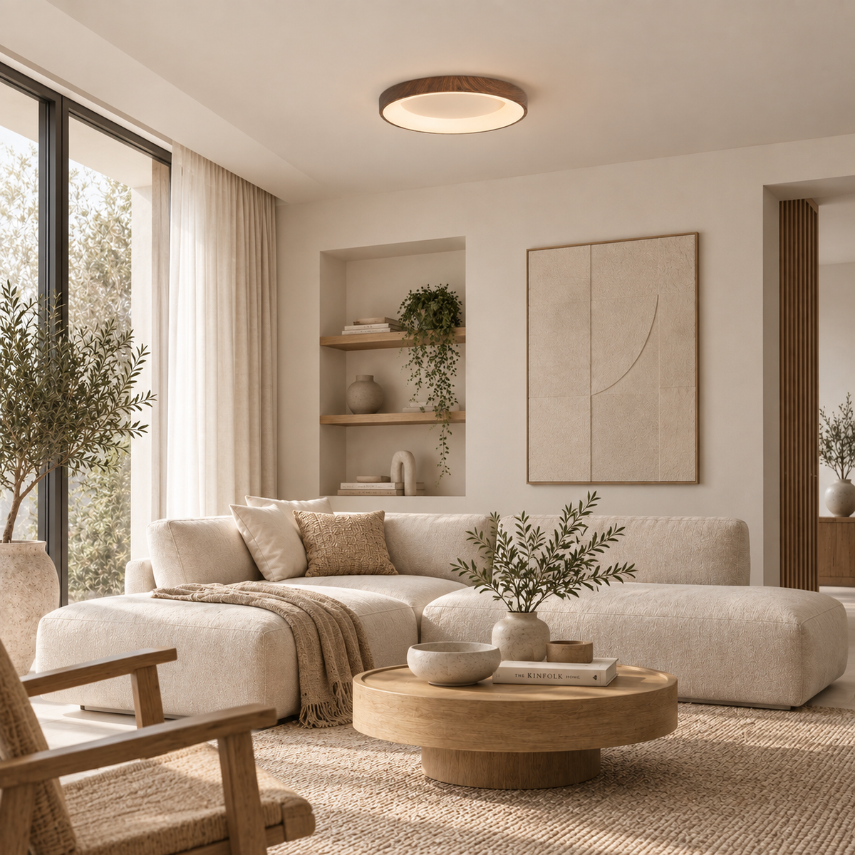 Casa Lumière Houten Plafondlamp - Natuurlijke Design Lamp Warme Sfeerverlichting