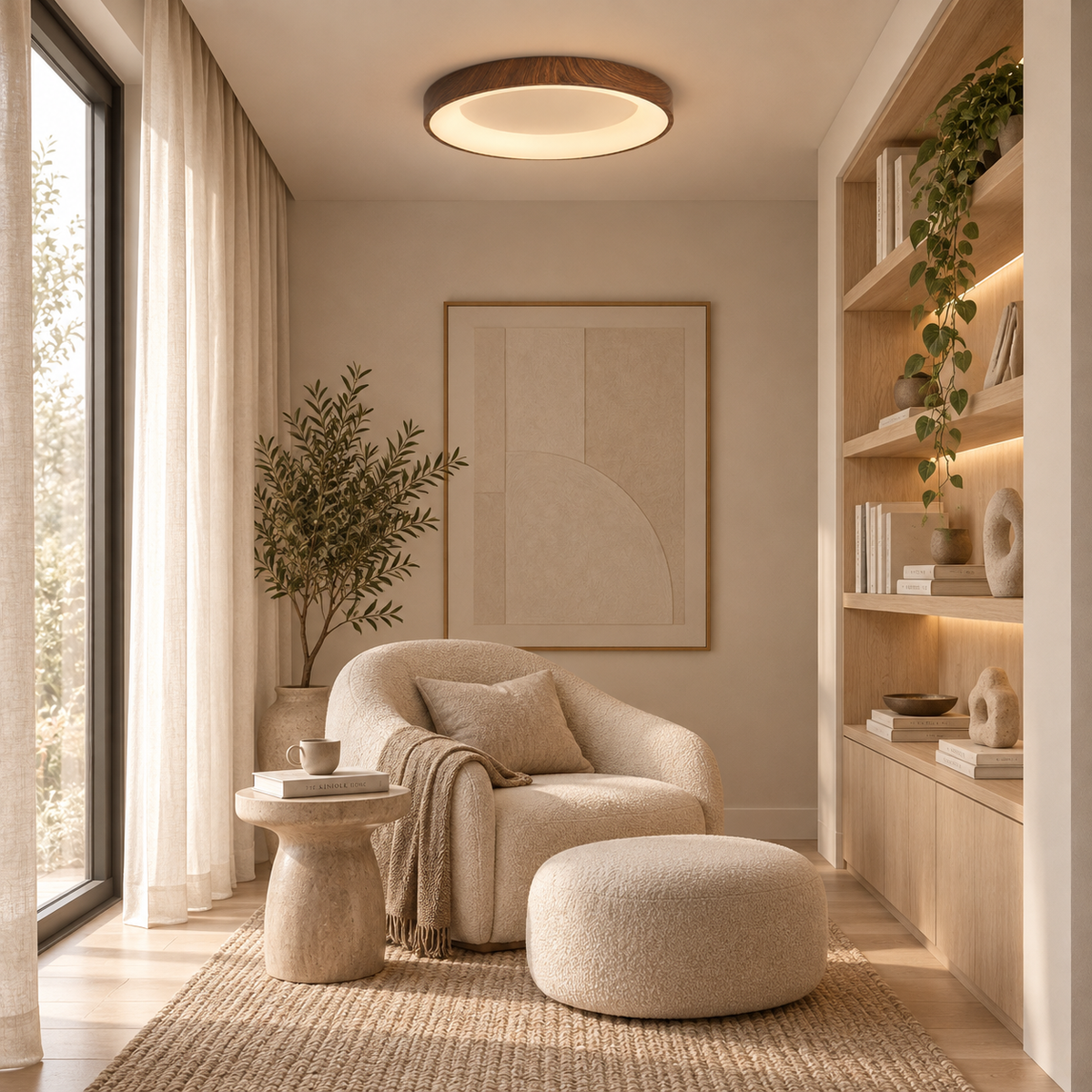 Casa Lumière Houten Plafondlamp - Natuurlijke Design Lamp Warme Sfeerverlichting