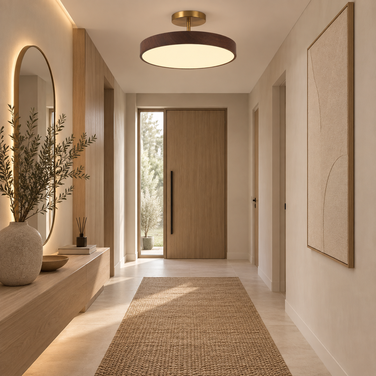 Casa Lumière Houten Plafondlamp - Gouden Montuur & LED Design Sfeerverlichting