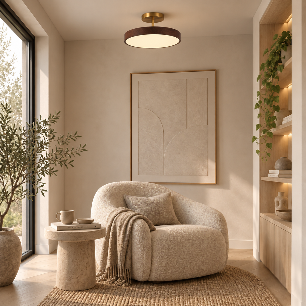 Casa Lumière Wooden Ceiling Lamp - Gold Frame & LED Design Ambient Lighting