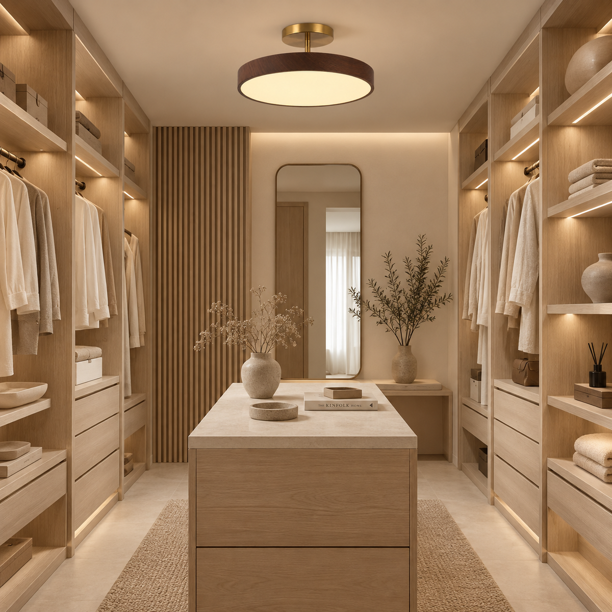 Casa Lumière Houten Plafondlamp - Gouden Montuur & LED Design Sfeerverlichting