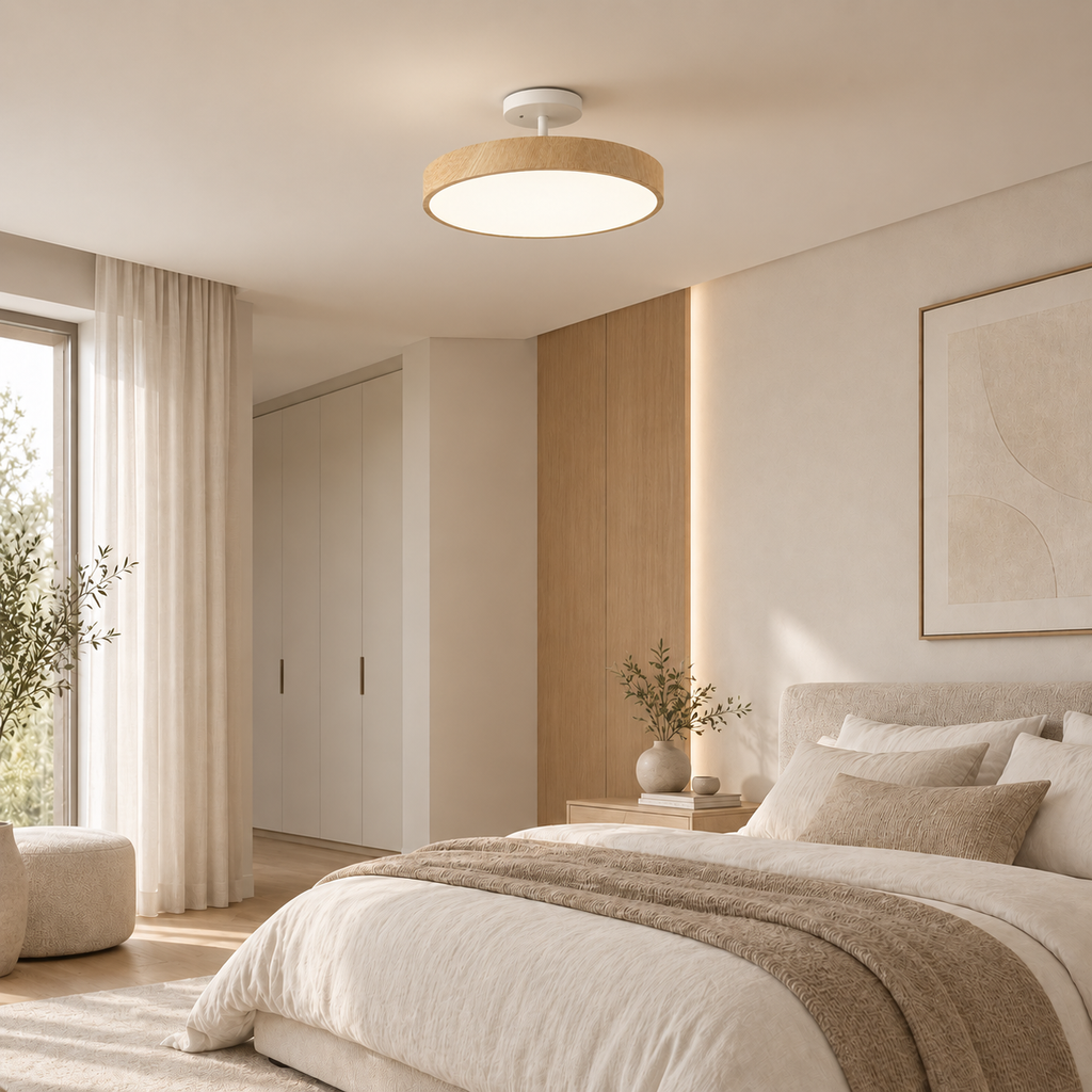 Casa Lumière Wooden Ceiling Lamp - Gold Frame & LED Design Ambient Lighting