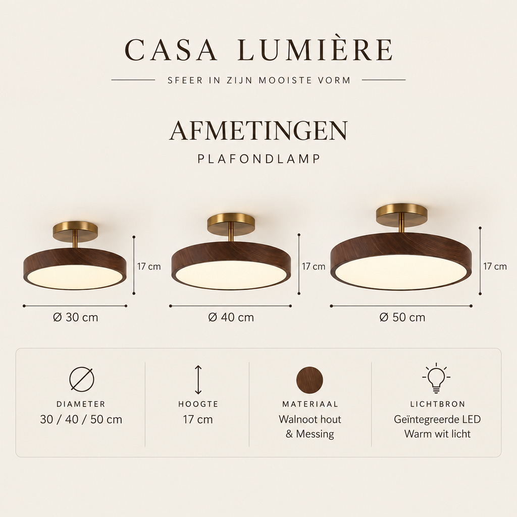 Casa Lumière Wooden Ceiling Lamp - Gold Frame & LED Design Ambient Lighting
