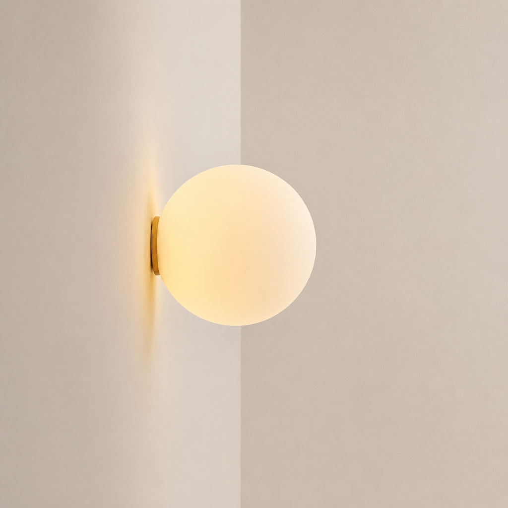 Casa Lumière Ronde Opaal Glazen Wandlamp - Zacht Diffuus Sfeerverlichting