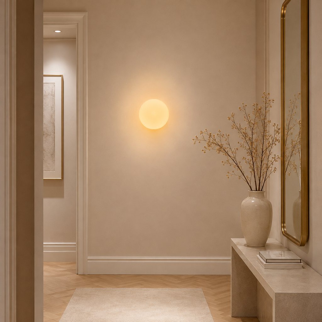 Casa Lumière Ronde Opaal Glazen Wandlamp - Zacht Diffuus Sfeerverlichting