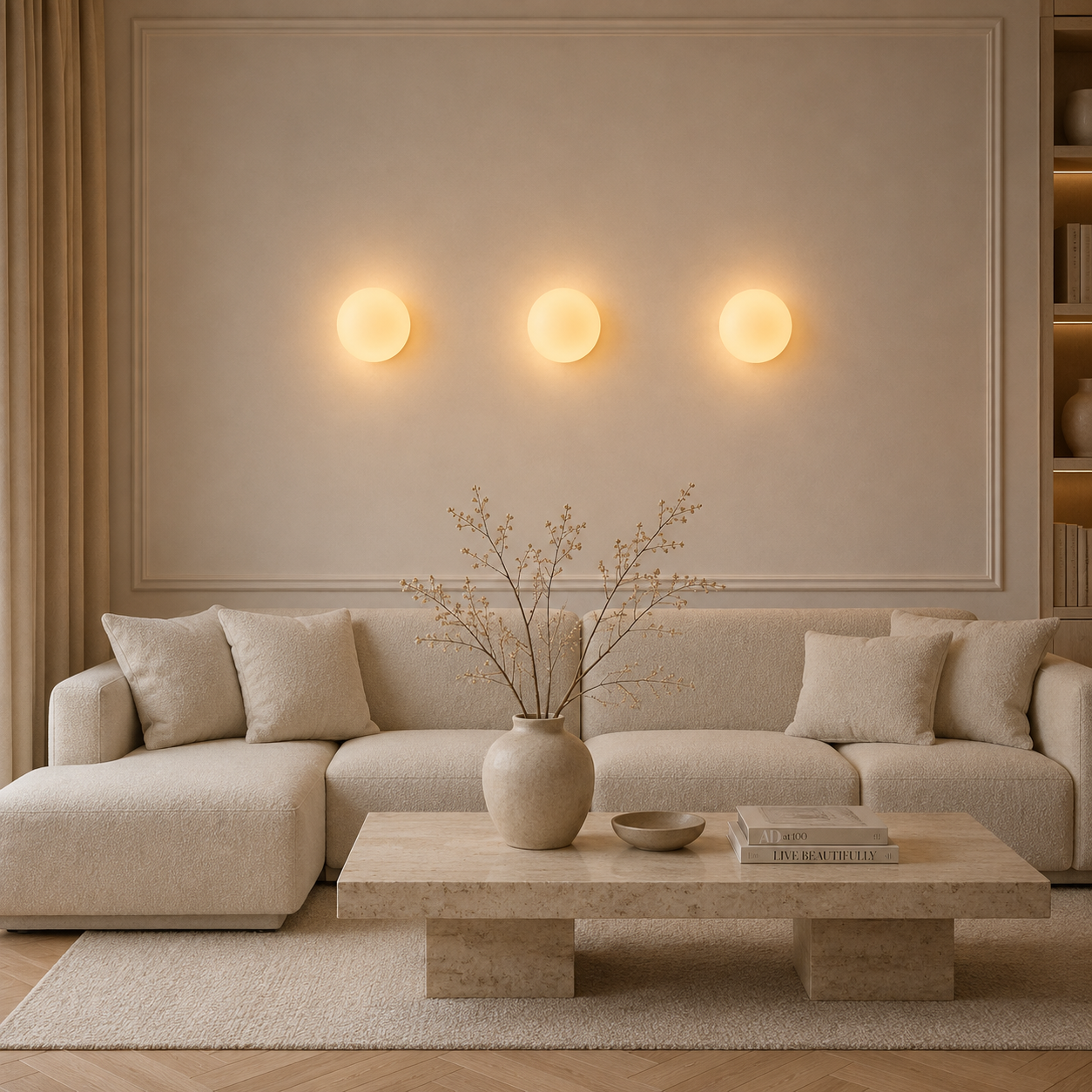 Casa Lumière Ronde Opaal Glazen Wandlamp - Zacht Diffuus Sfeerverlichting