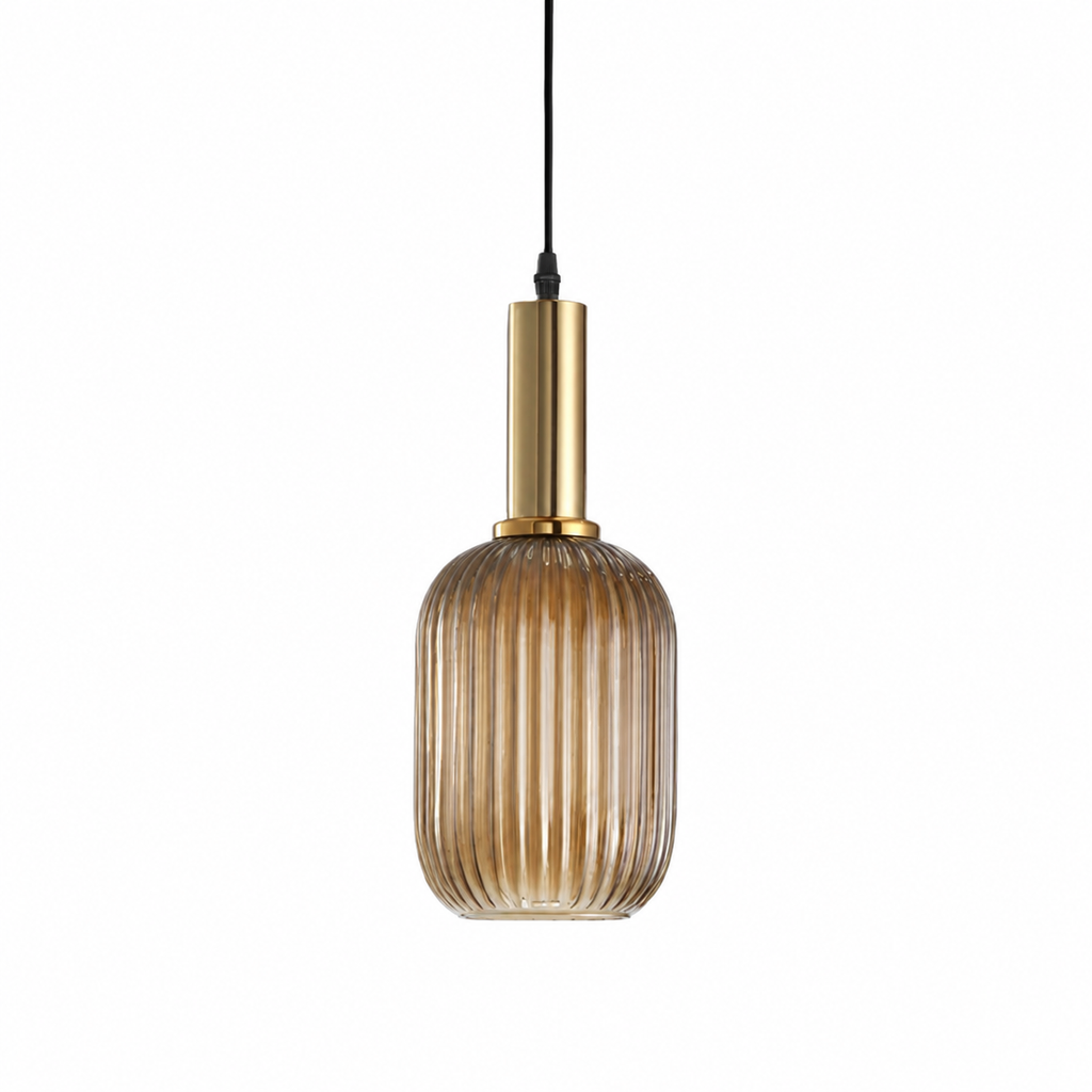 Casa Lumière Nordic Retro Glazen Hanglamp - Geribbeld Glas Design Lamp Sfeerverlichting