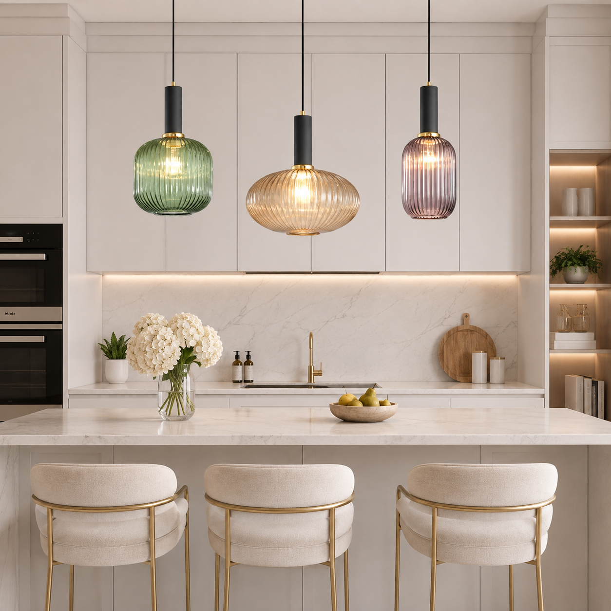 Casa Lumière Nordic Retro Glazen Hanglamp - Geribbeld Glas Design Lamp Sfeerverlichting