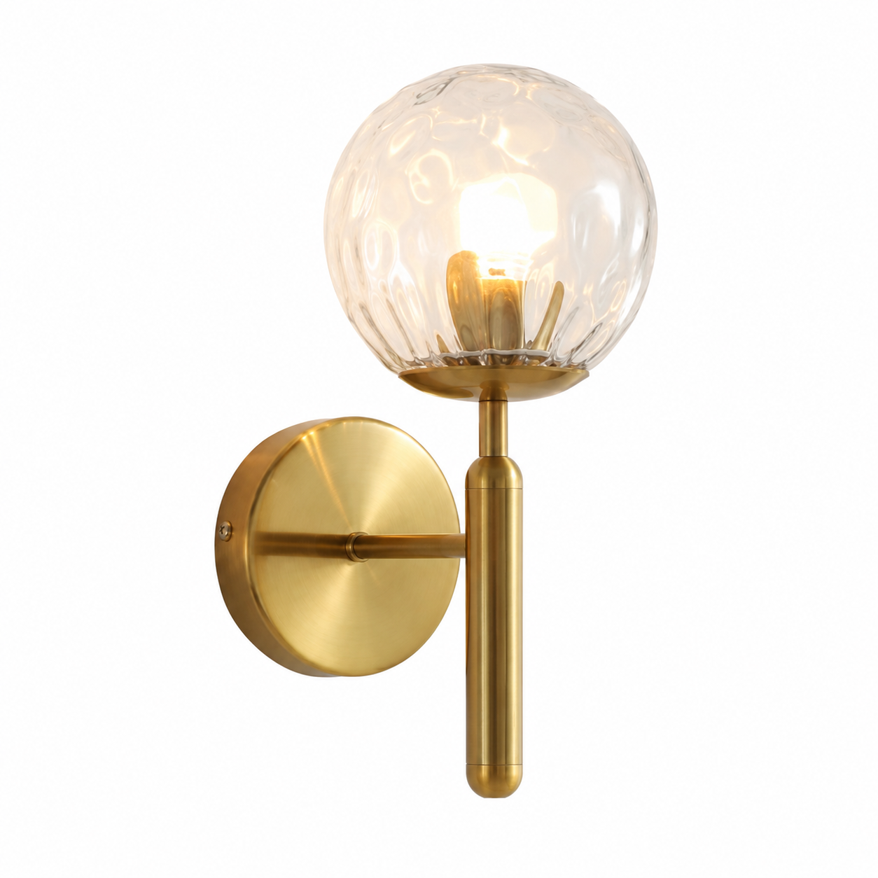 Casa Lumière Glazen Wandlamp - Ronde Bol & Metalen Arm