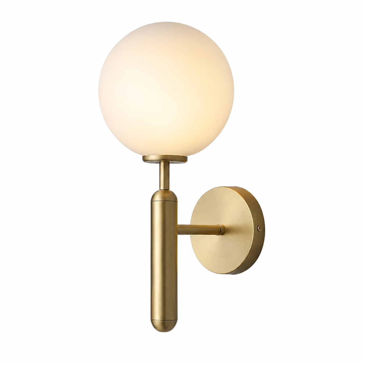 Casa Lumière Glazen Wandlamp - Ronde Bol & Metalen Arm