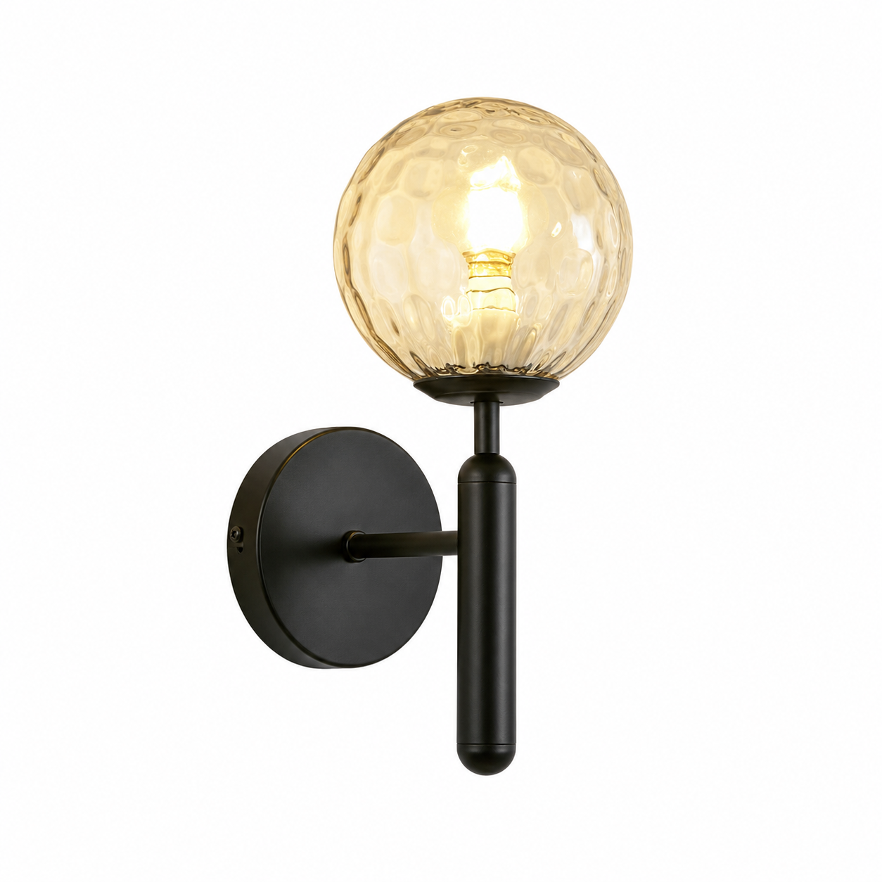 Casa Lumière Glazen Wandlamp - Ronde Bol & Metalen Arm