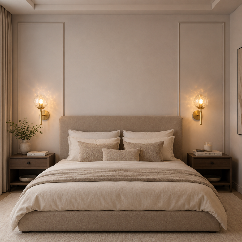 Casa Lumière Glazen Wandlamp - Ronde Bol & Metalen Arm