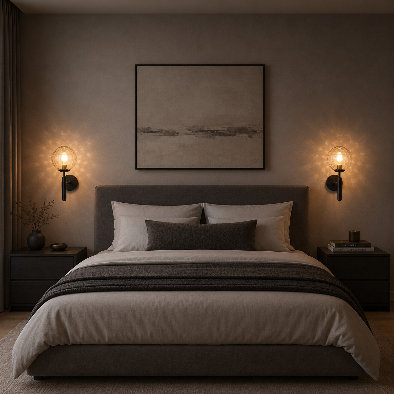 Casa Lumière Glazen Wandlamp - Ronde Bol & Metalen Arm