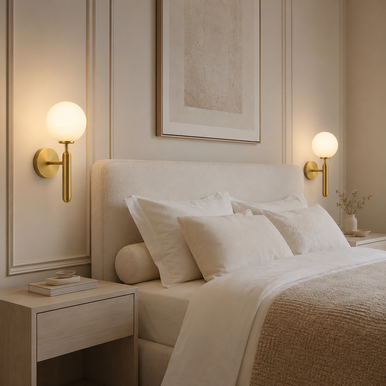 Casa Lumière Glazen Wandlamp - Ronde Bol & Metalen Arm