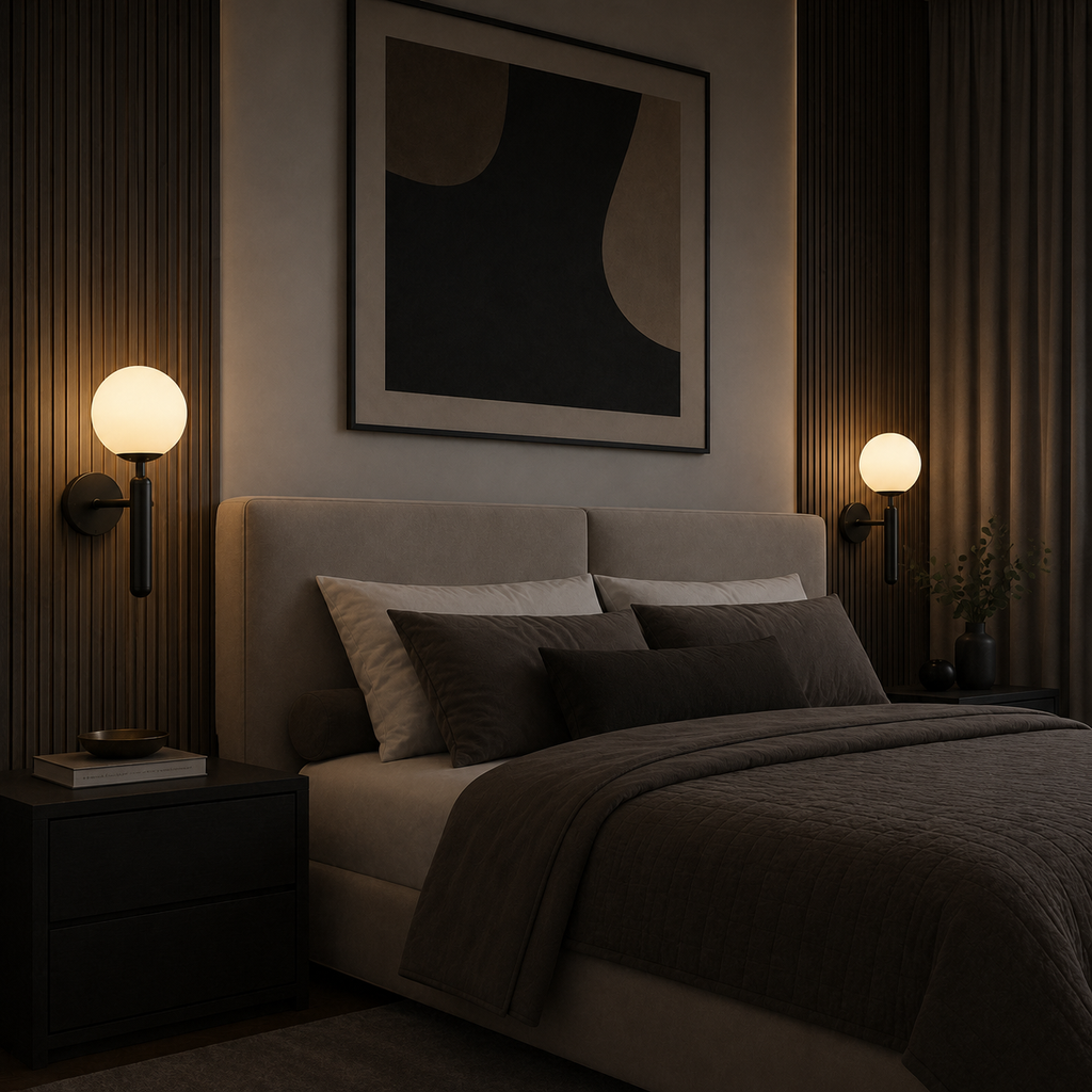 Casa Lumière Glazen Wandlamp - Ronde Bol & Metalen Arm