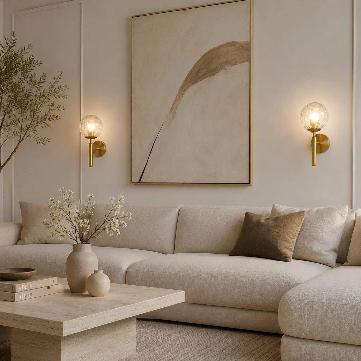 Casa Lumière Glazen Wandlamp - Ronde Bol & Metalen Arm
