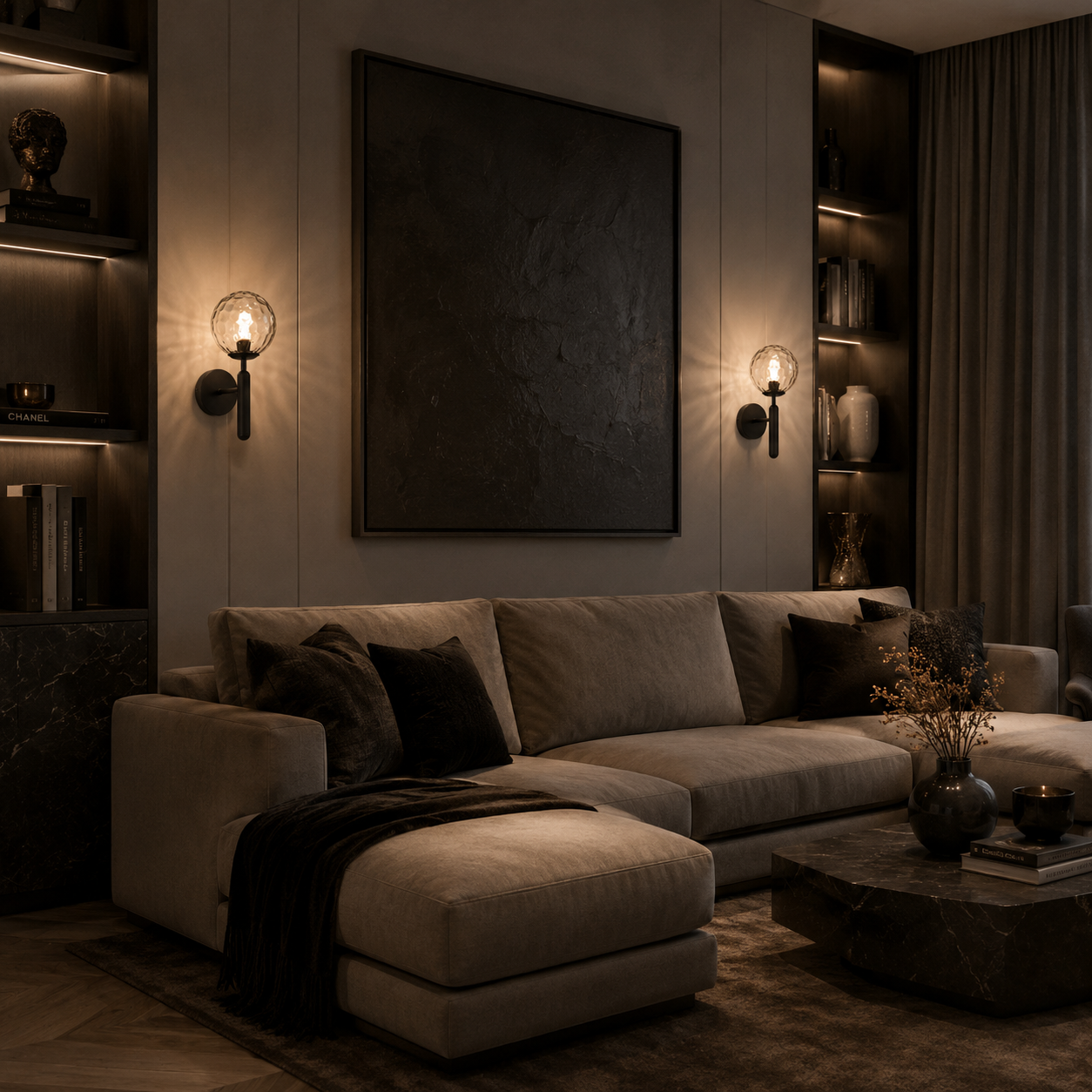Casa Lumière Glazen Wandlamp - Ronde Bol & Metalen Arm