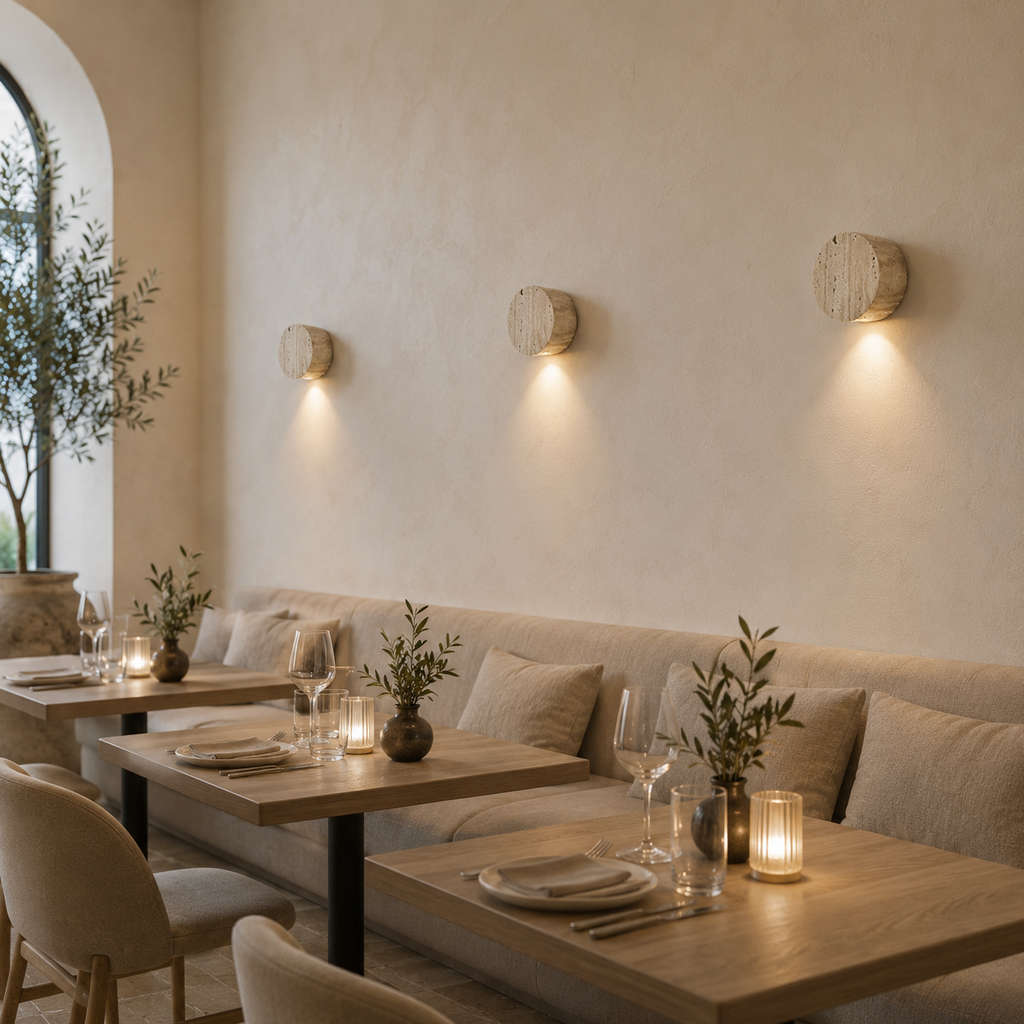 Casa Lumière Japanse Wabi-Sabi Travertine Wandlamp - Natuursteen, Warm Licht & Minimalistisch Design