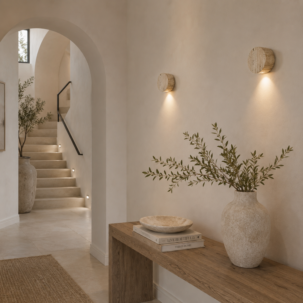Casa Lumière Japanse Wabi-Sabi Travertine Wandlamp - Natuursteen, Warm Licht & Minimalistisch Design