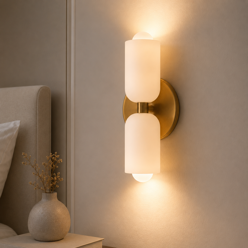 Casa Lumière Minimalistische Design Wandlamp - Acryl Diffuser, Metalen Basis & Goudafwerking