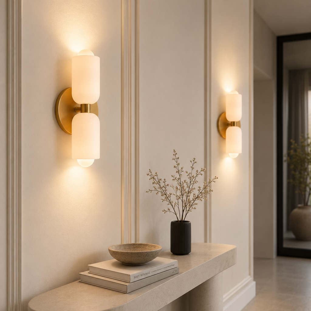 Casa Lumière Minimalistische Design Wandlamp - Acryl Diffuser, Metalen Basis & Goudafwerking