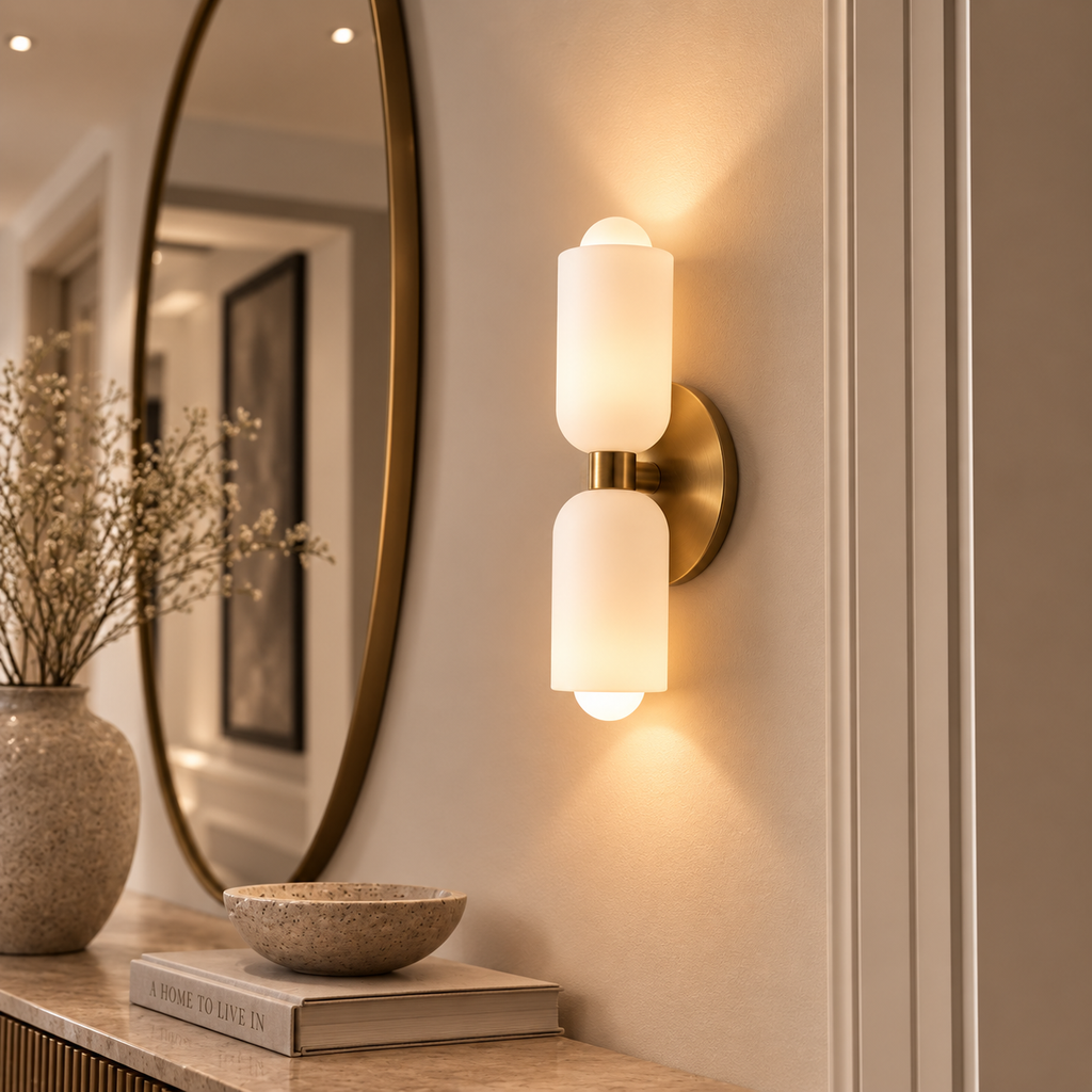 Casa Lumière Minimalistische Design Wandlamp - Acryl Diffuser, Metalen Basis & Goudafwerking