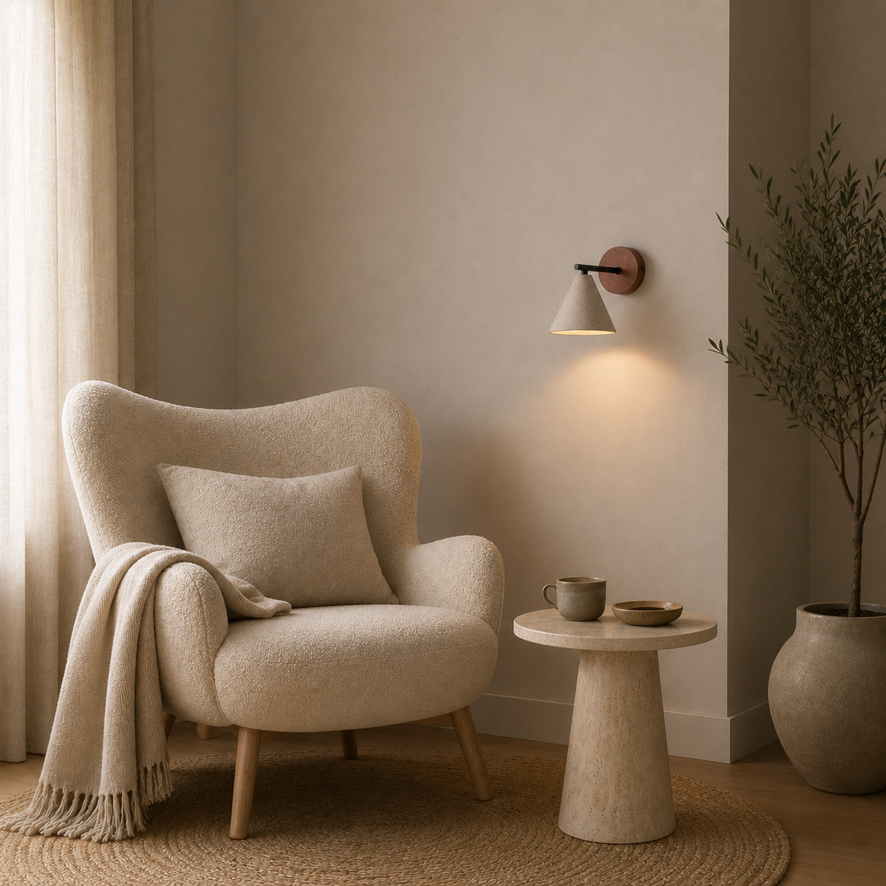 Casa Lumière Travertine Wandlamp Kegelvorm - Natuurlijk Steen & Warm LED Licht