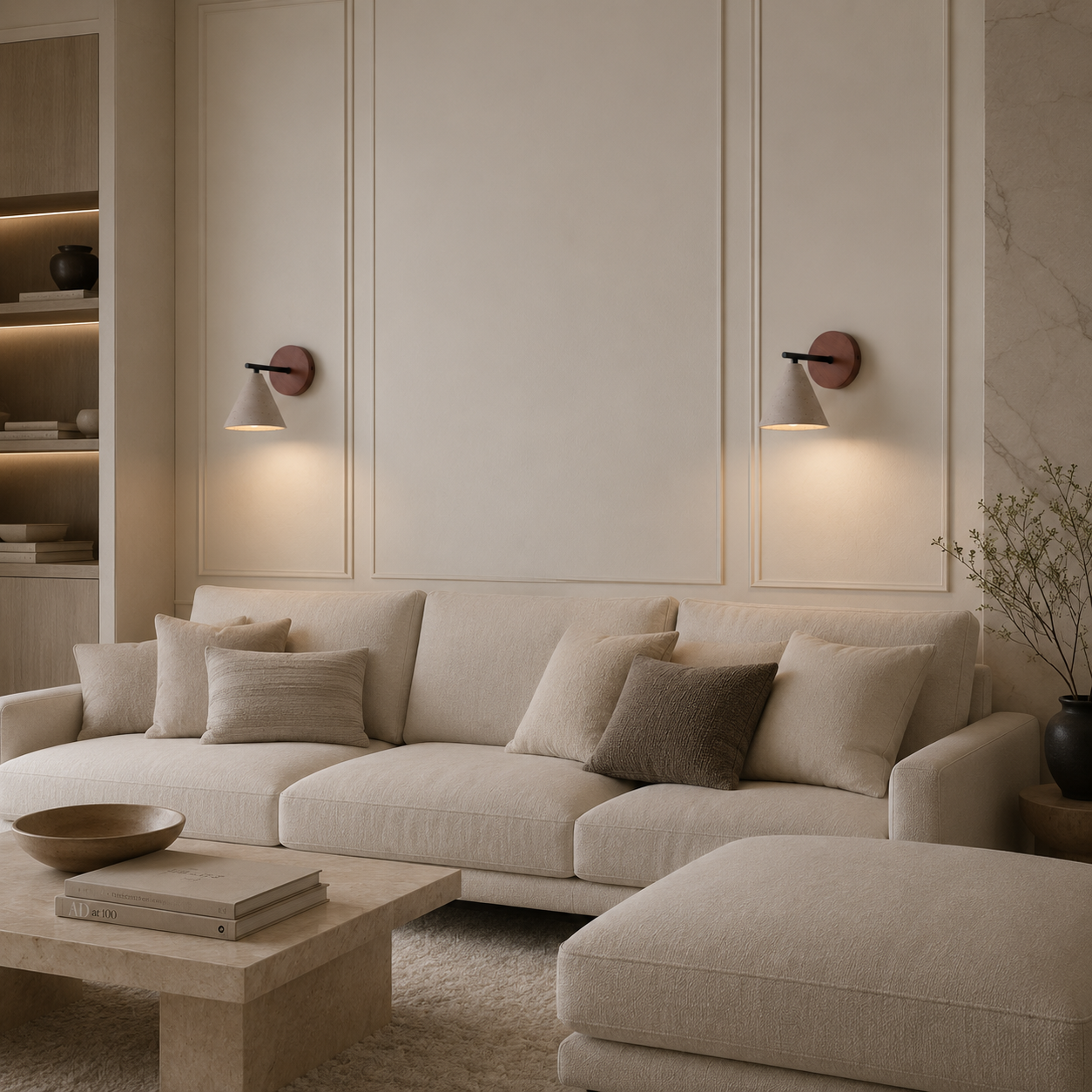 Casa Lumière Travertine Wandlamp Kegelvorm - Natuurlijk Steen & Warm LED Licht