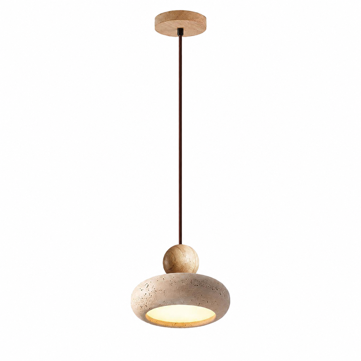 Casa Lumière Hanglamp van Travertine & Houten Accenten - Design Plafondverlichting