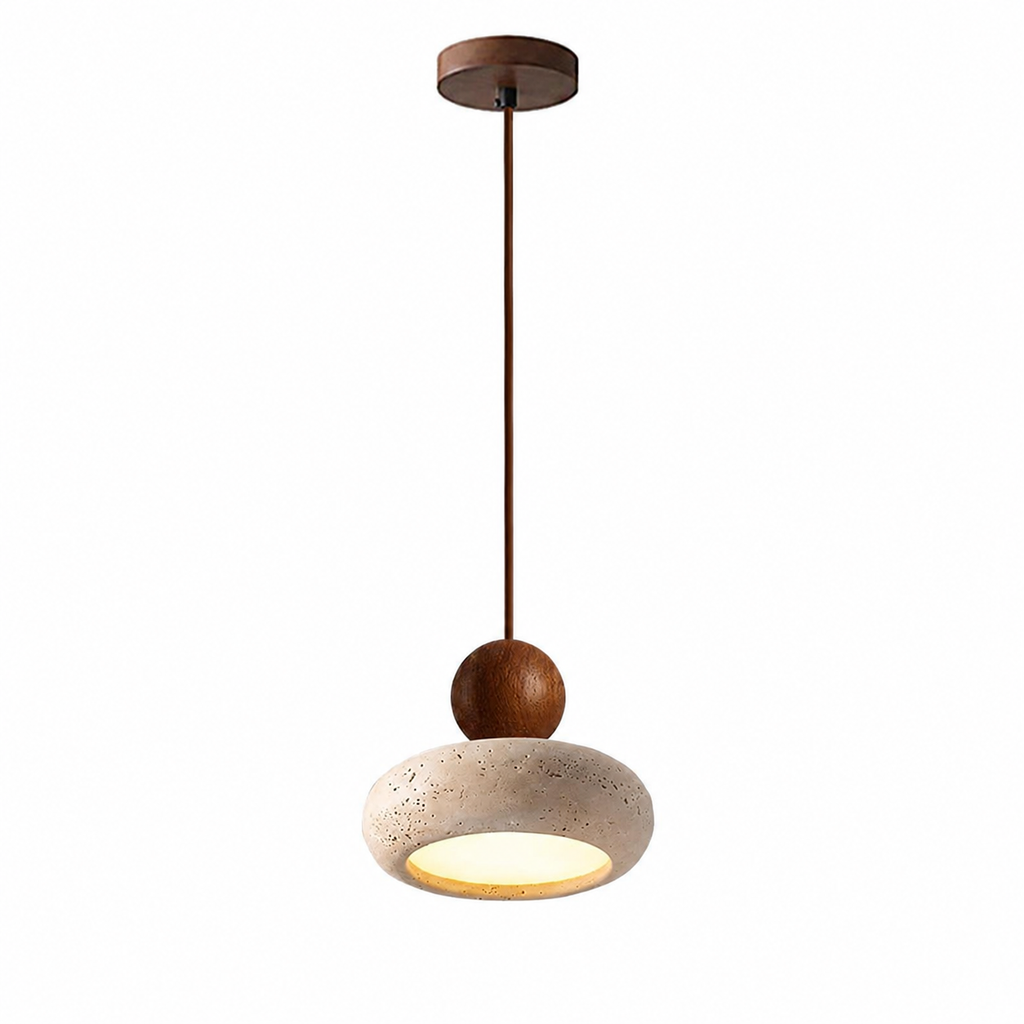 Casa Lumière Hanglamp van Travertine & Houten Accenten - Design Plafondverlichting