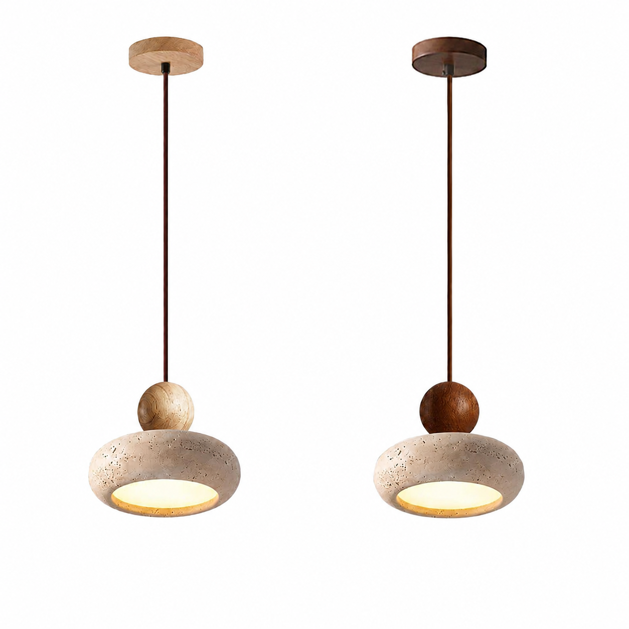 Casa Lumière Hanglamp van Travertine & Houten Accenten - Design Plafondverlichting
