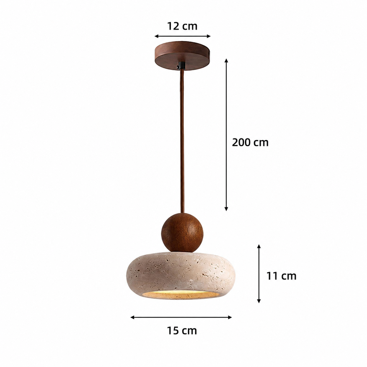 Casa Lumière Hanglamp van Travertine & Houten Accenten - Design Plafondverlichting