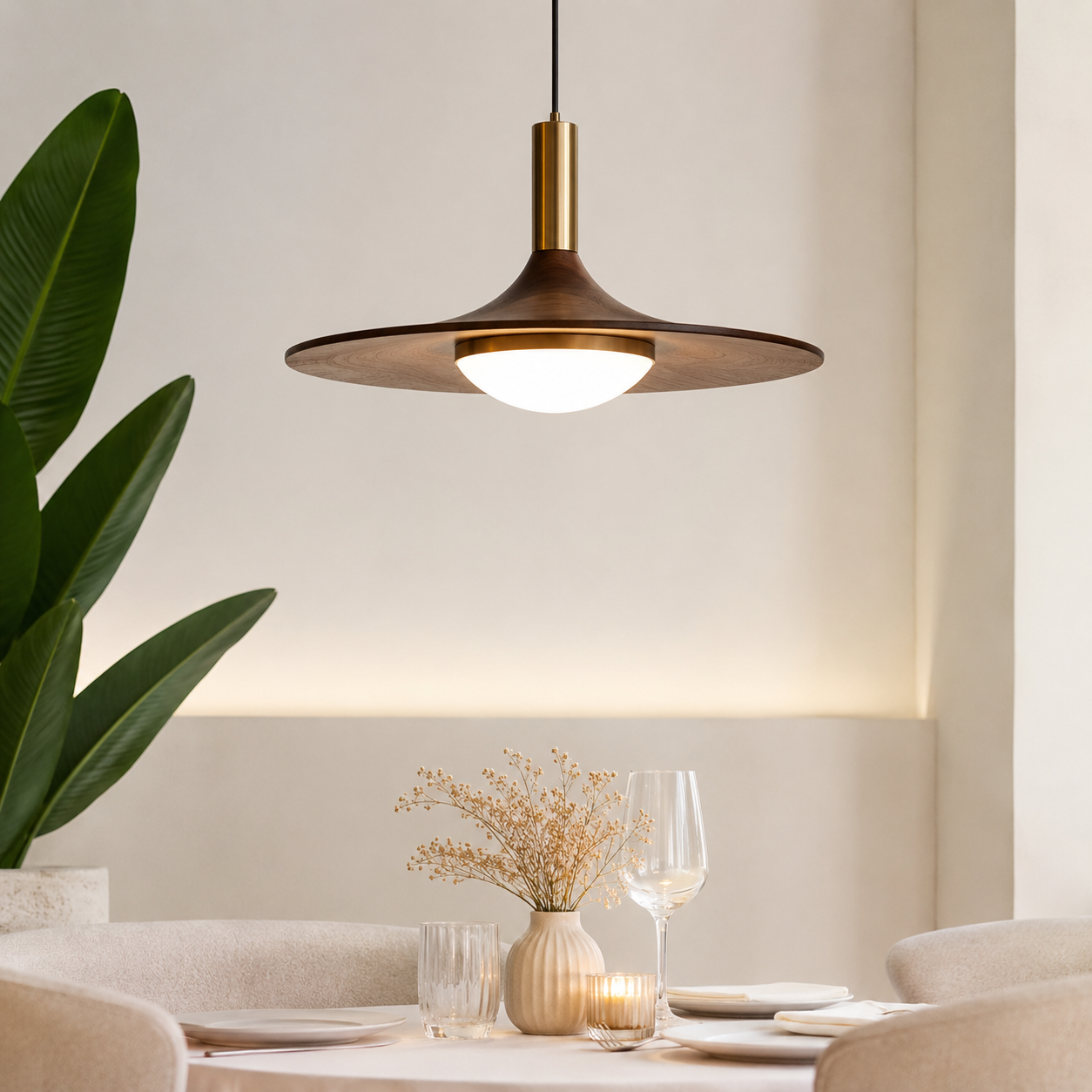 Casa Lumière Nordic Hanglamp met Walnoot Design - Design Lamp Sfeerverlichting Woonkamer, Eetkamer & Slaapkamer